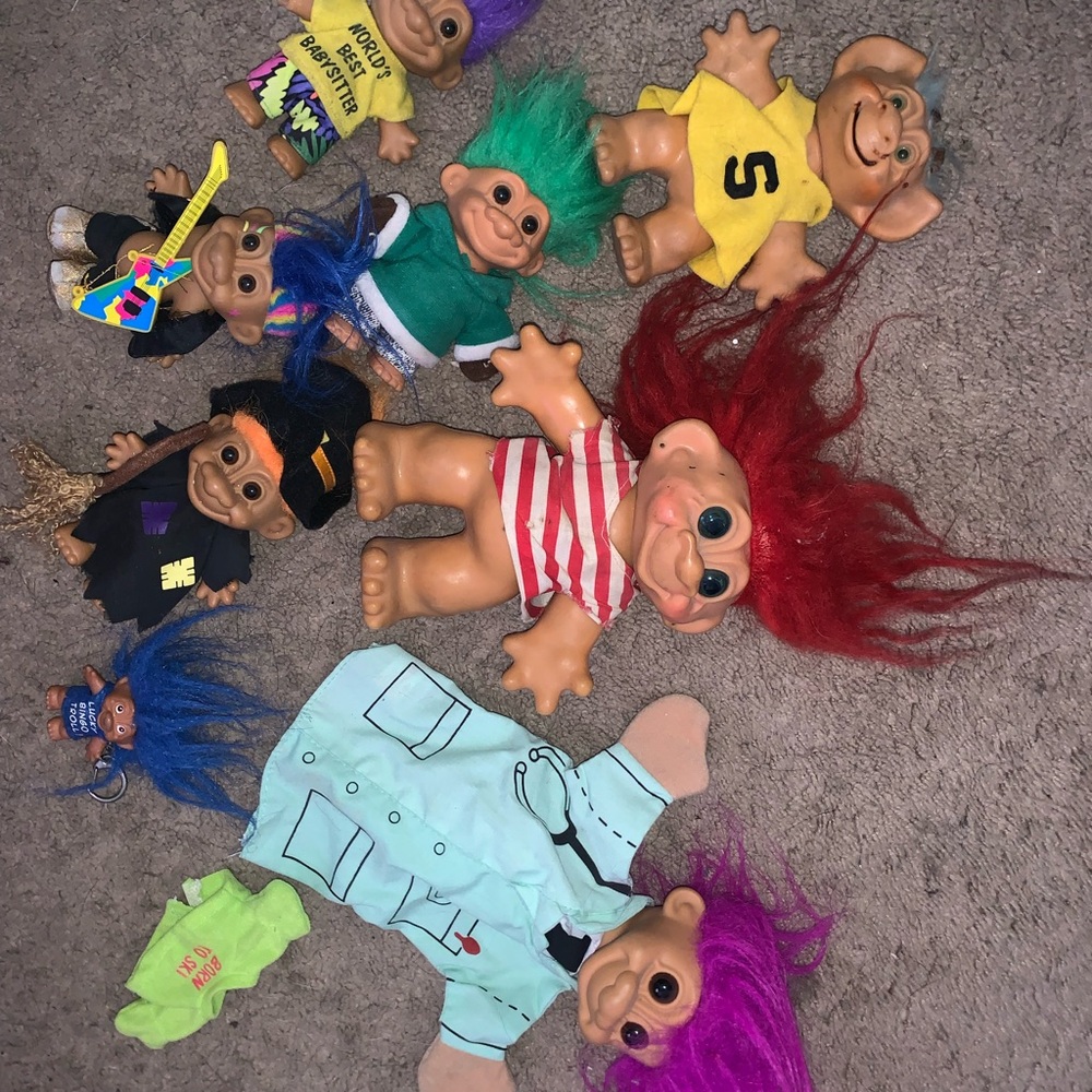 Troll Doll Action Figure Set with Colorful Hair